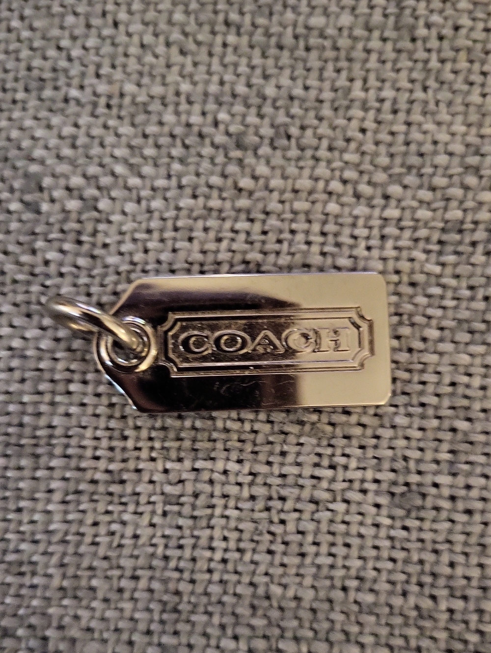 Coach Silver Rectangular Logo Charm